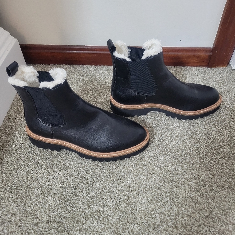 J.Crew Sherpa-lined Black Chelsea boots. NEW worn once - Picture 6 of 14